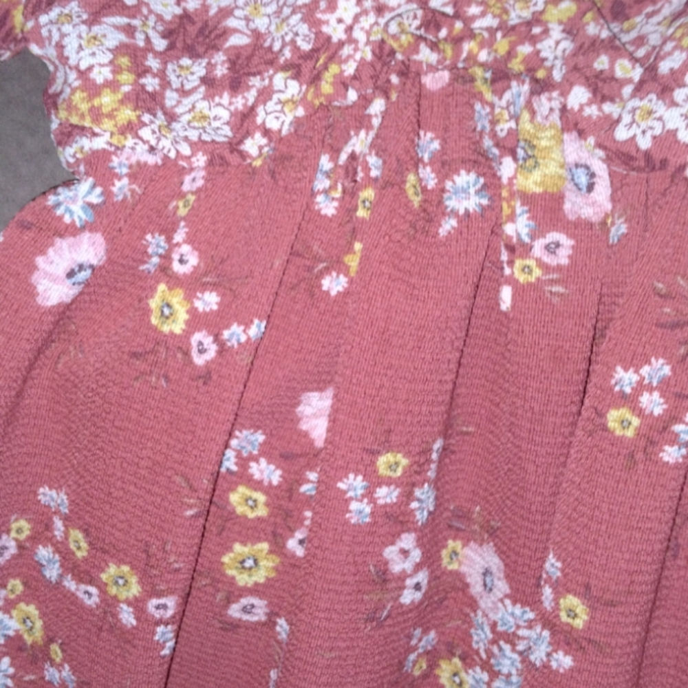Speechless Rust Floral Smocked Casual Dress